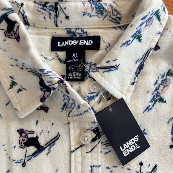 NEW Lands End Flannel Boyfriend Shirt Womens XL Skiers Snow Winter Skiing Cotton - Picture 4 of 8